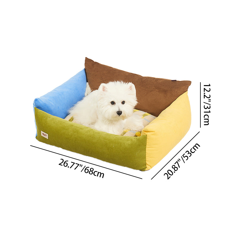 Contemporary Creative Cotton &amp; Sherpa Fabric Rectangular Pet Bed Cat &amp; Dog Bed With Washable Cover For Living Room