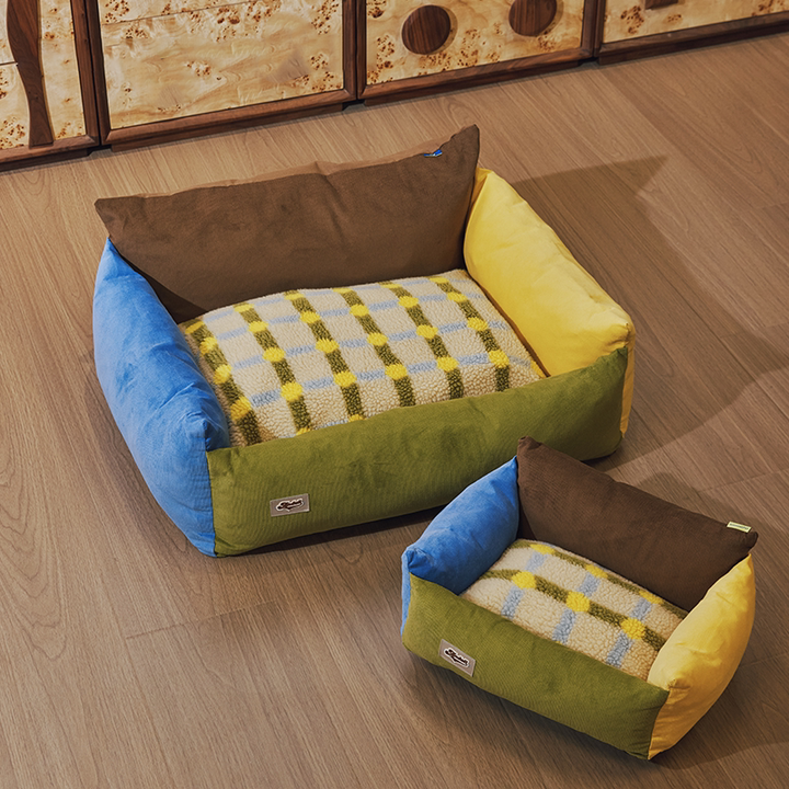 Contemporary Creative Cotton &amp; Sherpa Fabric Rectangular Pet Bed Cat &amp; Dog Bed With Washable Cover For Living Room