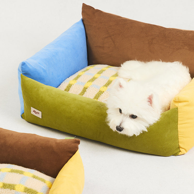 Contemporary Creative Cotton &amp; Sherpa Fabric Rectangular Pet Bed Cat &amp; Dog Bed With Washable Cover For Living Room