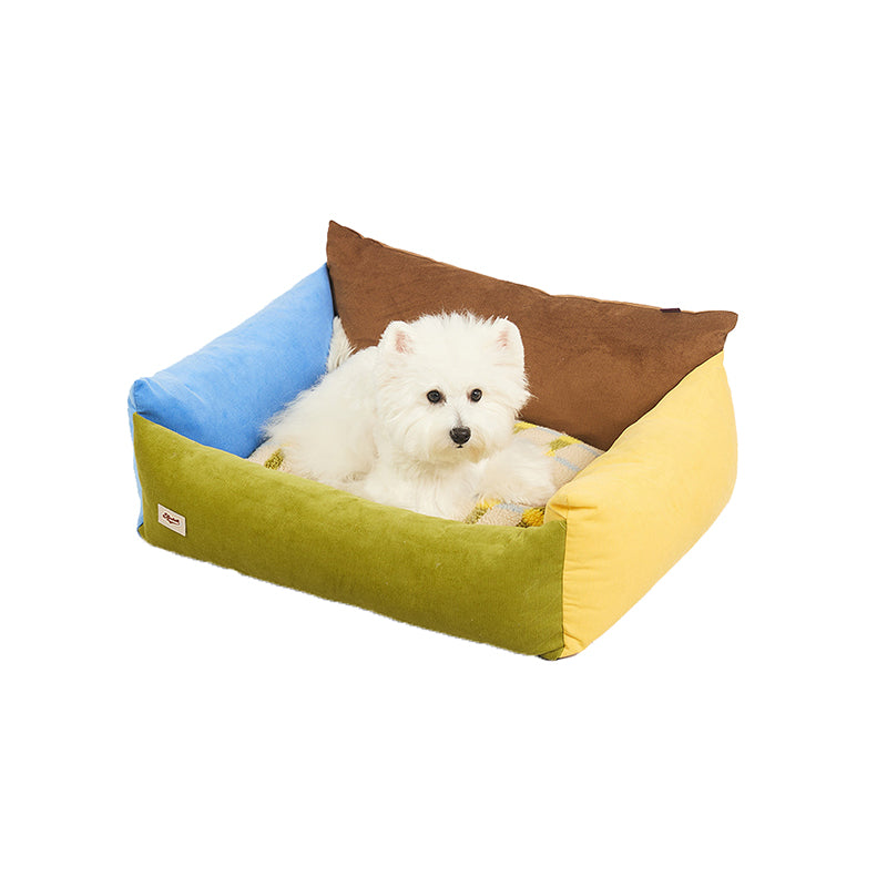 Contemporary Creative Cotton &amp; Sherpa Fabric Rectangular Pet Bed Cat &amp; Dog Bed With Washable Cover For Living Room
