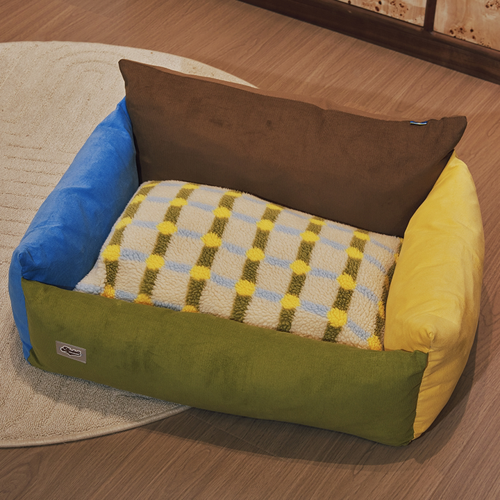 Contemporary Creative Cotton &amp; Sherpa Fabric Rectangular Pet Bed Cat &amp; Dog Bed With Washable Cover For Living Room