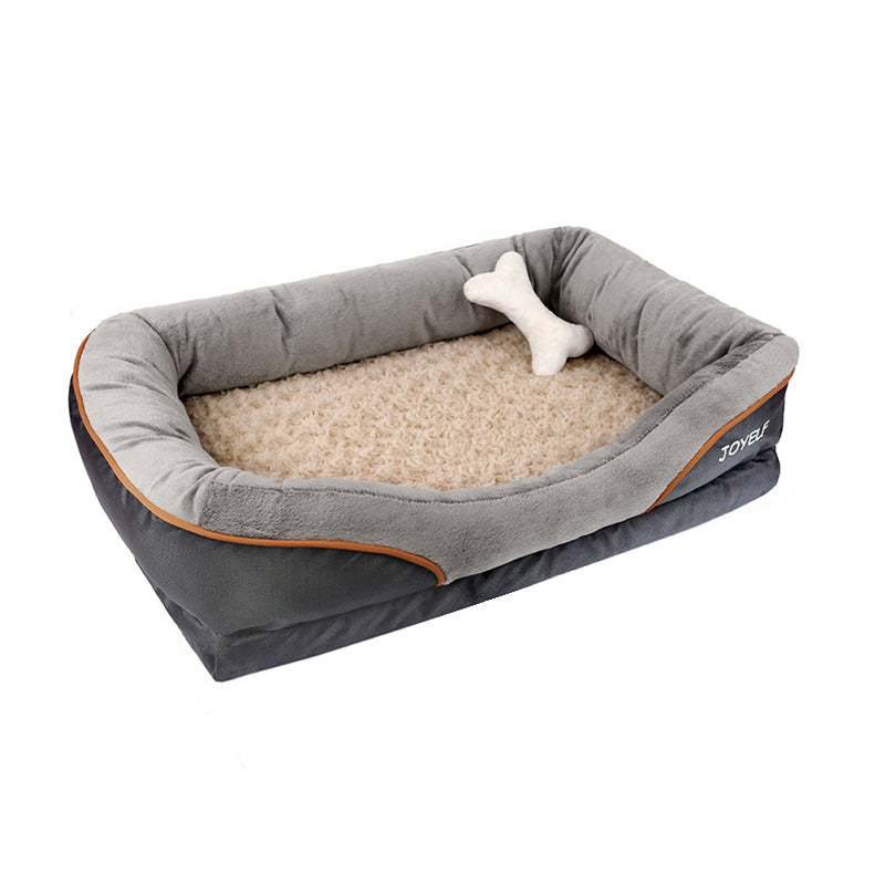 Modernes minimalistisches rechteckiges orthopädisches Haustier-Hundebett aus Memory-Schaum, Samt und Polyesterfaser mit waschbarem Bezug und rutschfester Unterseite für das Wohnzimmer 