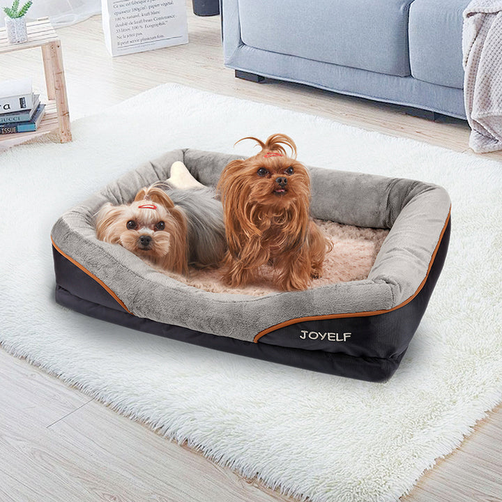 Modern Minimalist Rectangular Memory Foam Velvet Polyester Fiber Orthopedic Pet Dog Bed With Washable Cover And Non-Slip Base For Living Room