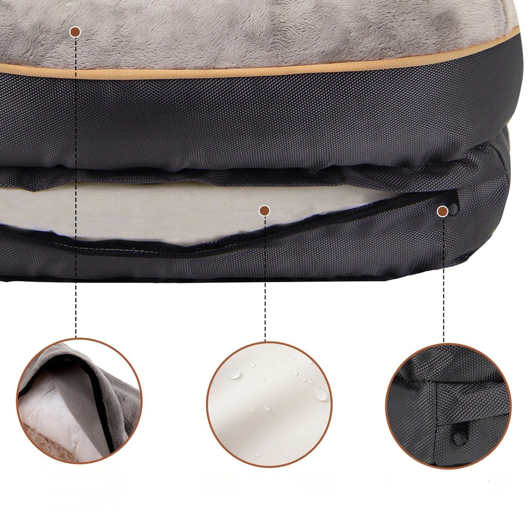 Modernes minimalistisches rechteckiges orthopädisches Haustier-Hundebett aus Memory-Schaum, Samt und Polyesterfaser mit waschbarem Bezug und rutschfester Unterseite für das Wohnzimmer 