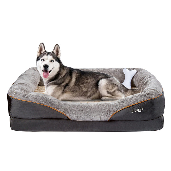 Modernes minimalistisches rechteckiges orthopädisches Haustier-Hundebett aus Memory-Schaum, Samt und Polyesterfaser mit waschbarem Bezug und rutschfester Unterseite für das Wohnzimmer 