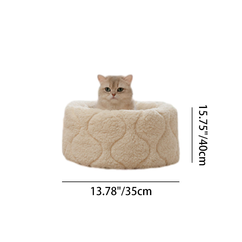 Modernes kreatives rundes Haustierbett aus Polyester-Plüsch für Hunde &amp; Katzen, faltbar, waschbar, für alle Jahreszeiten, fürs Wohnzimmer 