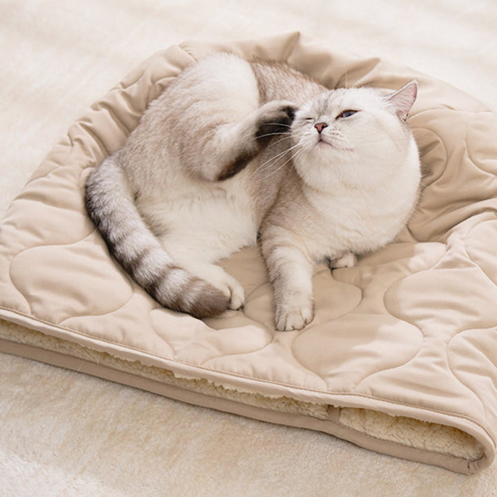 Modernes kreatives rundes Haustierbett aus Polyester-Plüsch für Hunde &amp; Katzen, faltbar, waschbar, für alle Jahreszeiten, fürs Wohnzimmer 