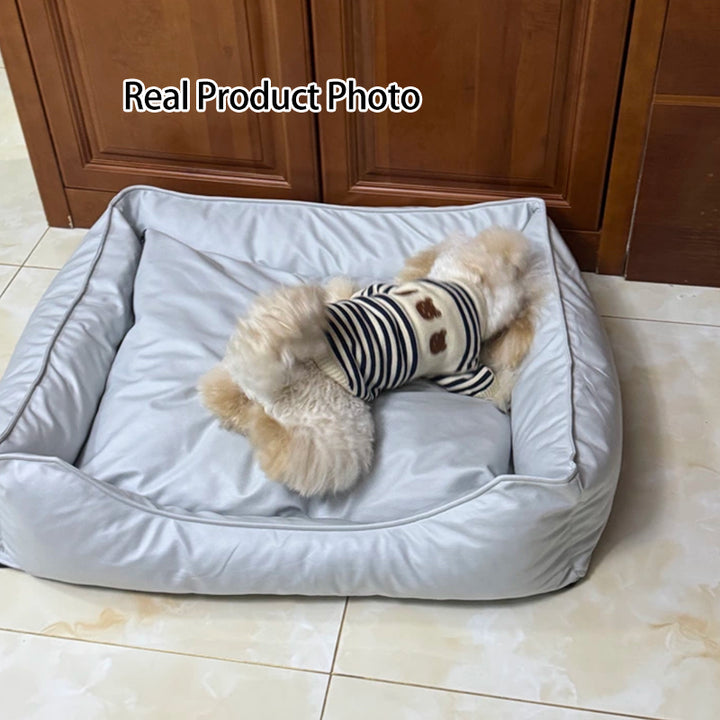 Modern Minimalist Synthetic Fabric Sponge Rectangular Pet Bed Dog Bed With Waterproof &amp; Removable Cover For Living Room