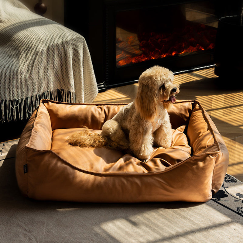 Modern Minimalist Synthetic Fabric Sponge Rectangular Pet Bed Dog Bed With Waterproof &amp; Removable Cover For Living Room