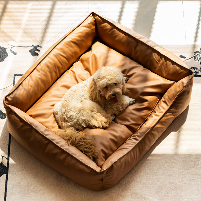 Modern Minimalist Synthetic Fabric Sponge Rectangular Pet Bed Dog Bed With Waterproof &amp; Removable Cover For Living Room