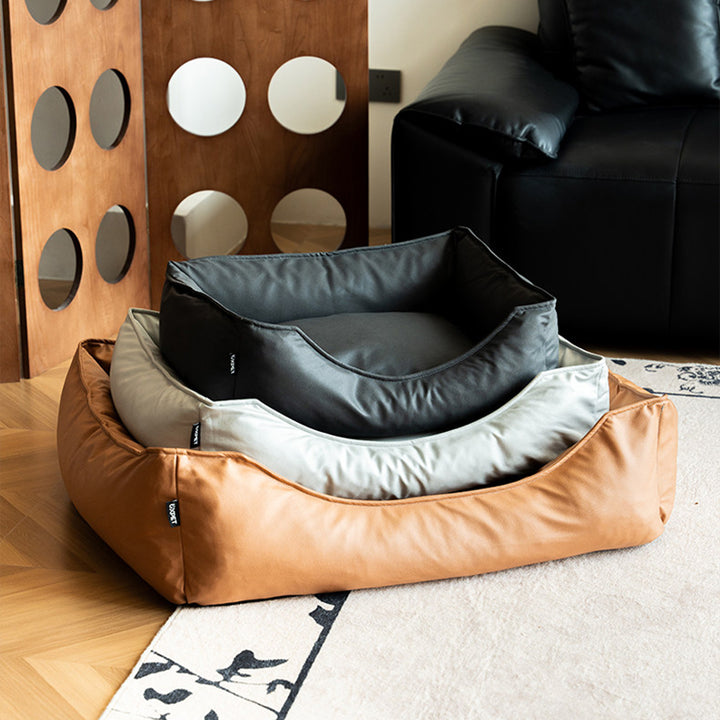 Cama rectangular para mascotas de tela sintética y esponja de estilo minimalista moderno, cama para perro con funda impermeable y extraíble para sala de estar 
