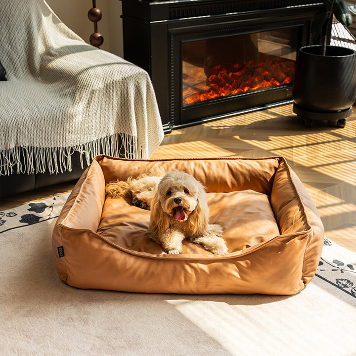 Modern Minimalist Synthetic Fabric Sponge Rectangular Pet Bed Dog Bed With Waterproof &amp; Removable Cover For Living Room