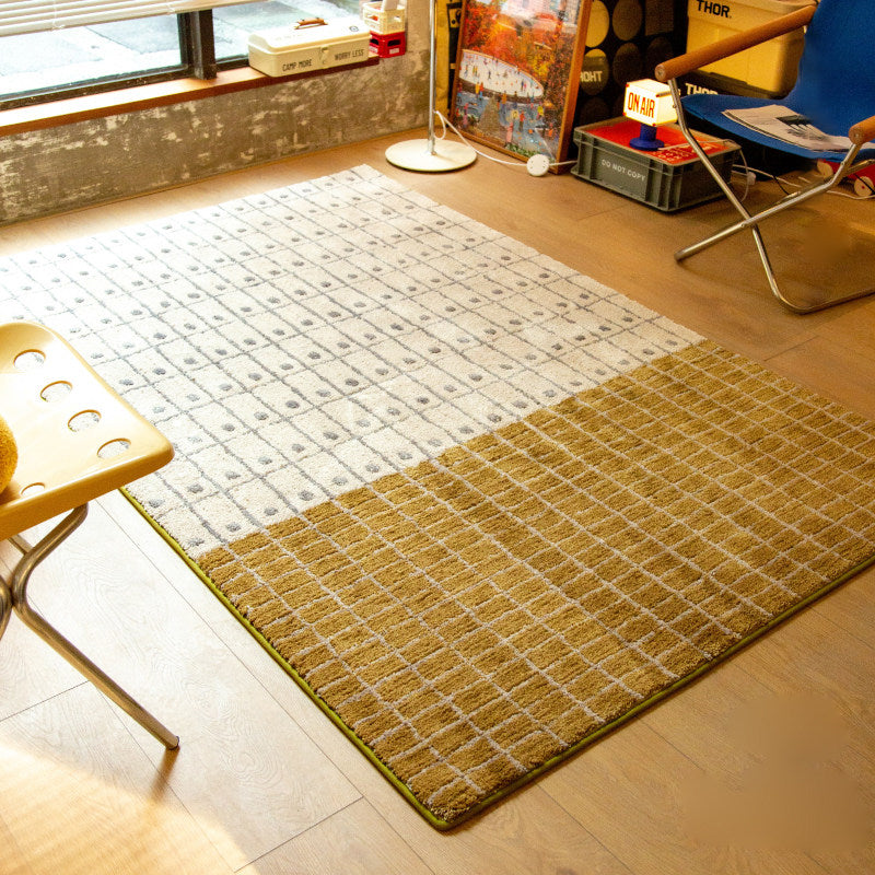 Tapis rectangulaire contemporain en peluche créative et coton, antidérapant et lavable, pour salon 