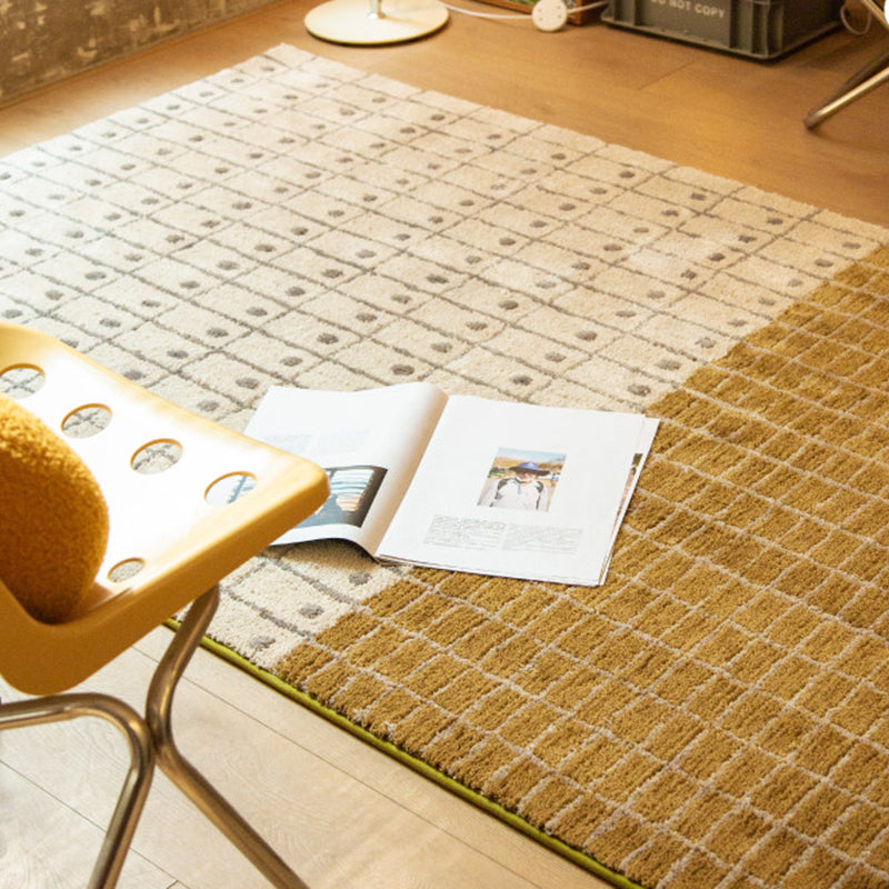 Tapis rectangulaire contemporain en peluche créative et coton, antidérapant et lavable, pour salon 