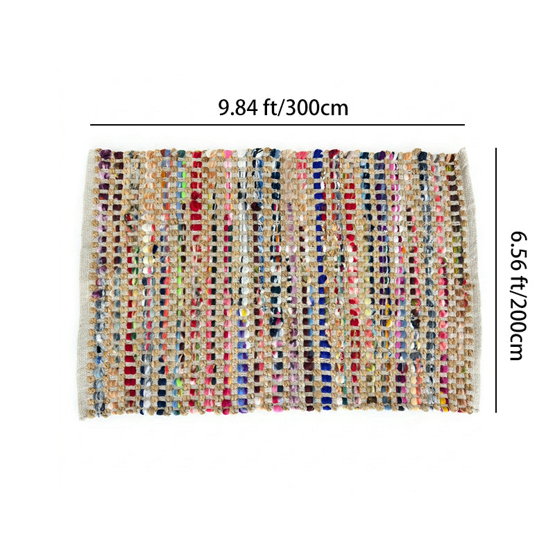 Contemporary Creative Jute Cotton Rectangular Handwoven Area Rug Reversible Durable For Living Room Bedroom Home Office