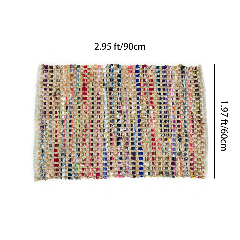 Contemporary Creative Jute Cotton Rectangular Handwoven Area Rug Reversible Durable For Living Room Bedroom Home Office