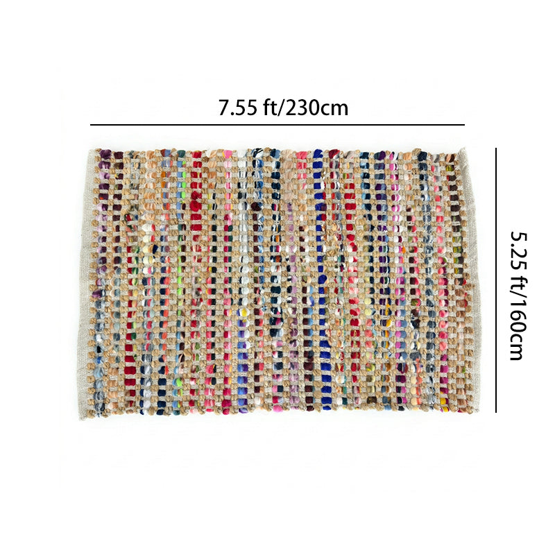 Contemporary Creative Jute Cotton Rectangular Handwoven Area Rug Reversible Durable For Living Room Bedroom Home Office