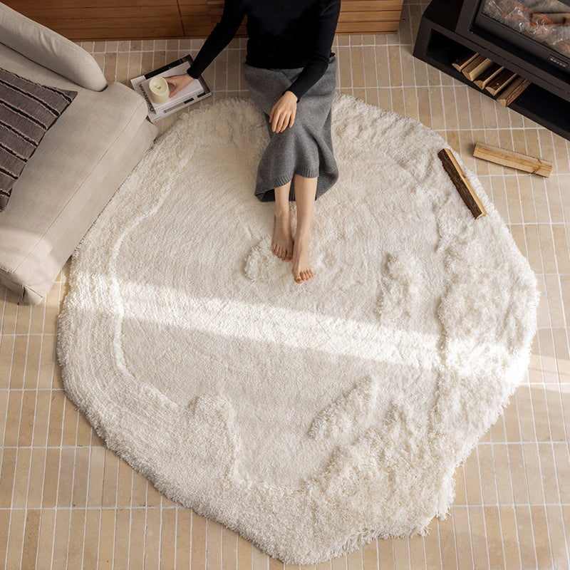 Contemporary Nordic Cotton Linen &amp; Polyester Irregular Round Area Rug Non-Slip Plush Carpet For Living Room &amp; Bedroom