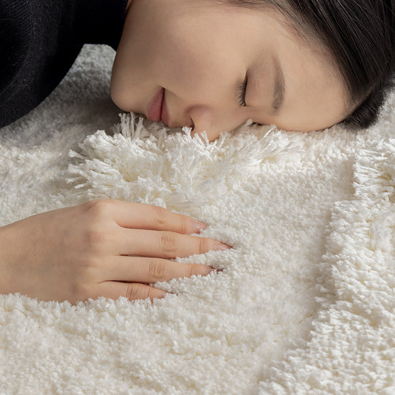Contemporary Nordic Cotton Linen &amp; Polyester Irregular Round Area Rug Non-Slip Plush Carpet For Living Room &amp; Bedroom