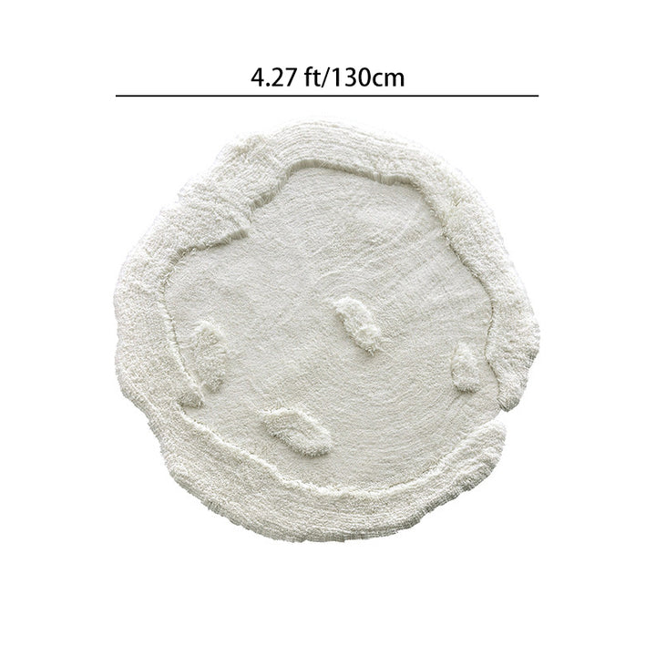 Contemporary Nordic Cotton Linen & Polyester Irregular Round Area Rug Non-Slip Plush Carpet For Living Room & Bedroom