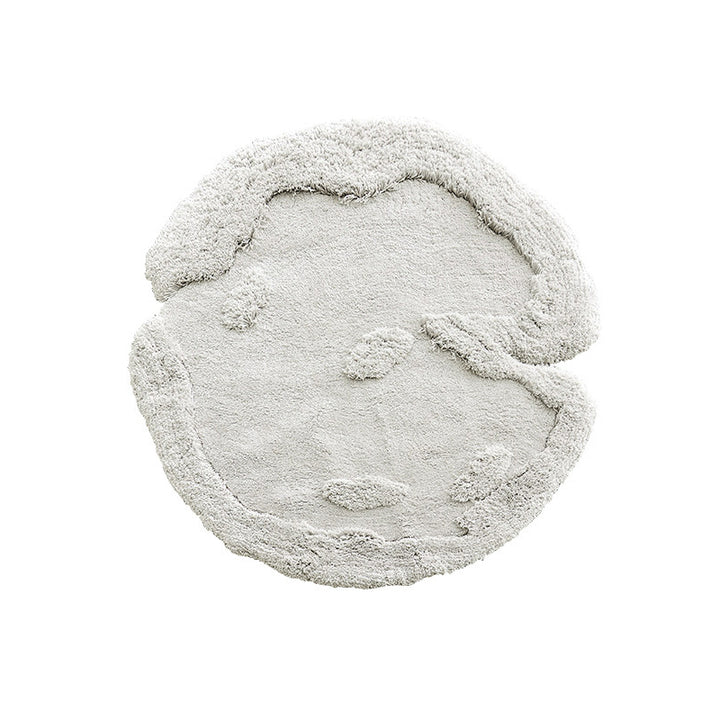 Contemporary Nordic Cotton Linen &amp; Polyester Irregular Round Area Rug Non-Slip Plush Carpet For Living Room &amp; Bedroom