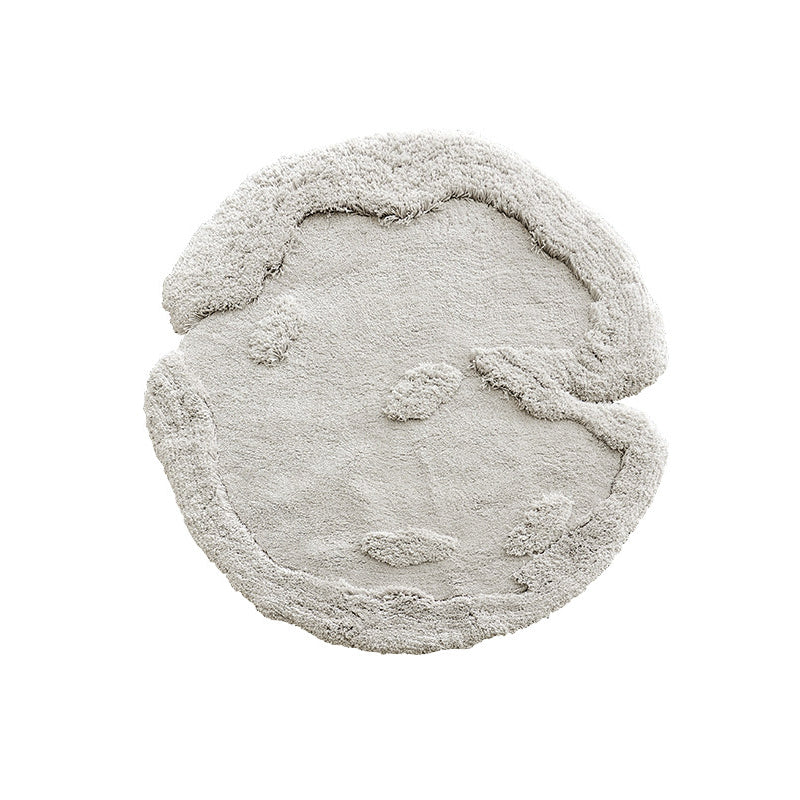 Contemporary Nordic Cotton Linen &amp; Polyester Irregular Round Area Rug Non-Slip Plush Carpet For Living Room &amp; Bedroom