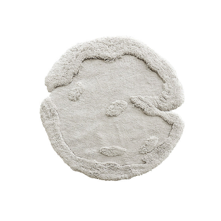 Contemporary Nordic Cotton Linen &amp; Polyester Irregular Round Area Rug Non-Slip Plush Carpet For Living Room &amp; Bedroom