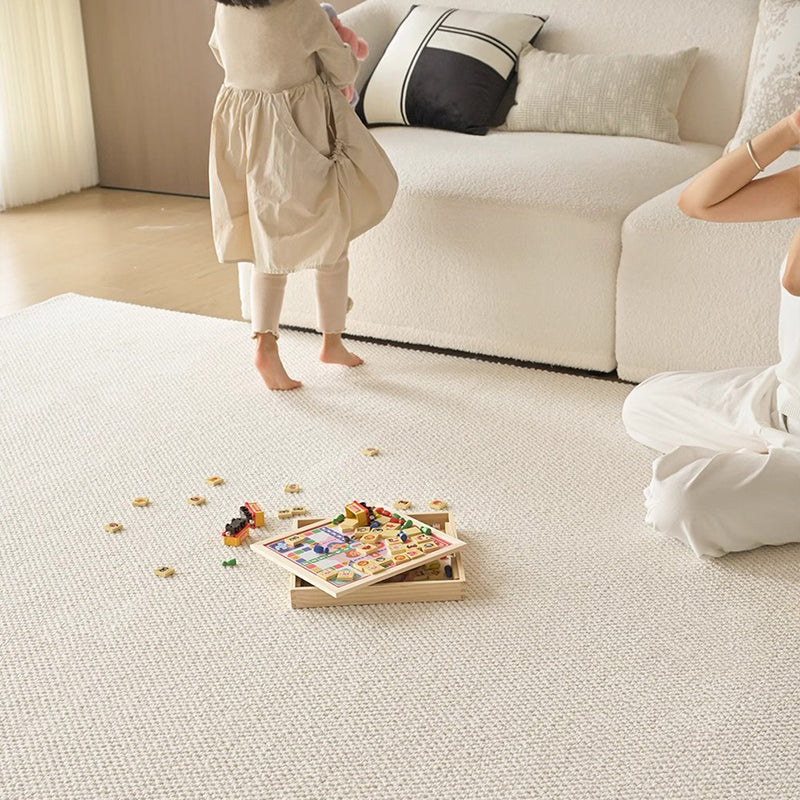 Modern Minimalist Wool Cotton Fabric Blend Rectangular Area Rug Non-Slip Durable Carpet For Living Room &amp; Bedroom