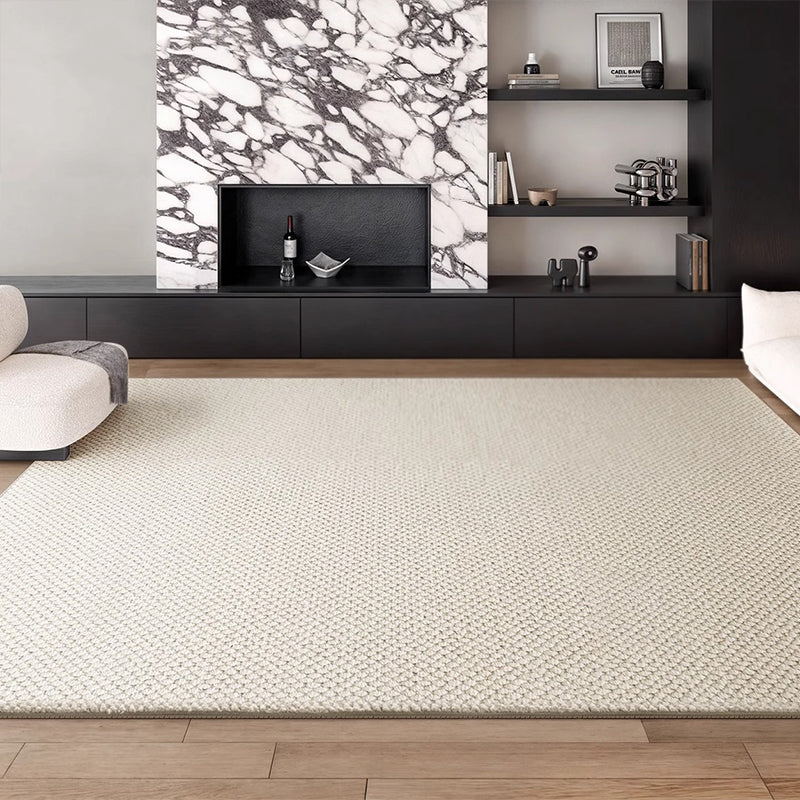 Modern Minimalist Wool Cotton Fabric Blend Rectangular Area Rug Non-Slip Durable Carpet For Living Room &amp; Bedroom