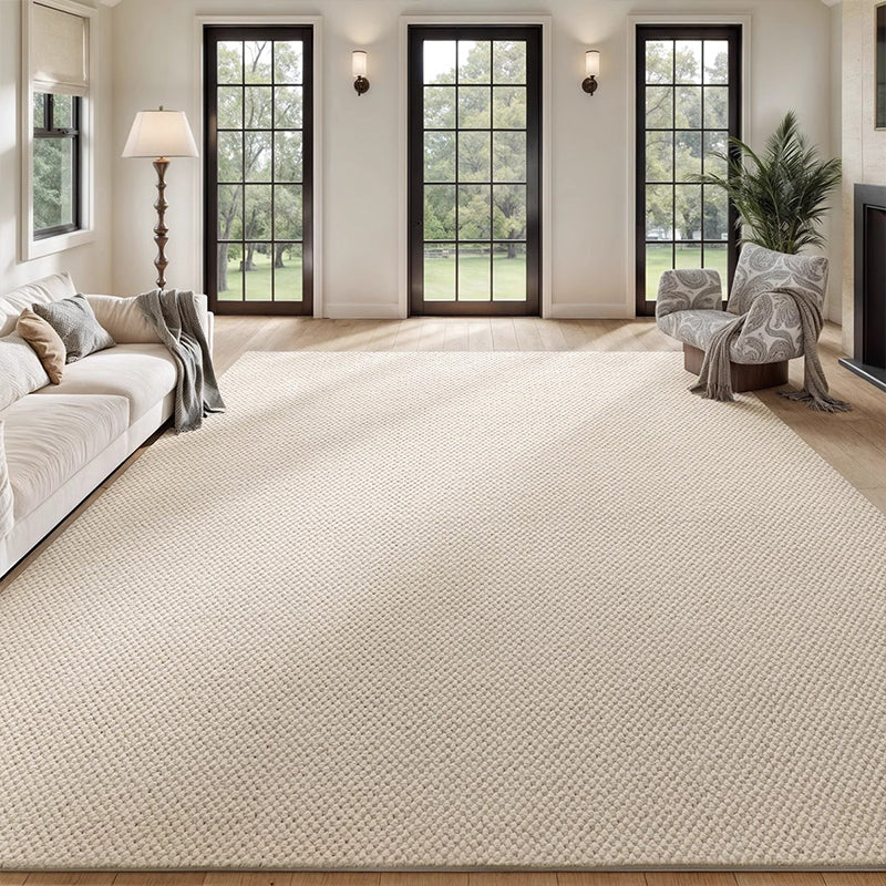 Modern Minimalist Wool Cotton Fabric Blend Rectangular Area Rug Non-Slip Durable Carpet For Living Room &amp; Bedroom