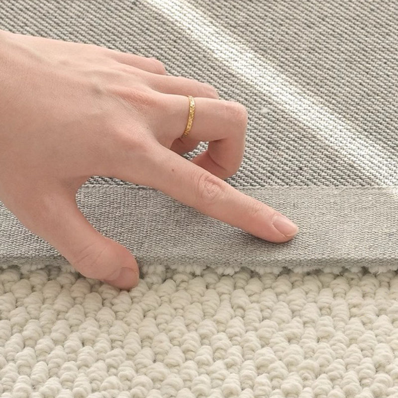 Modern Minimalist Wool Cotton Fabric Blend Rectangular Area Rug Non-Slip Durable Carpet For Living Room &amp; Bedroom