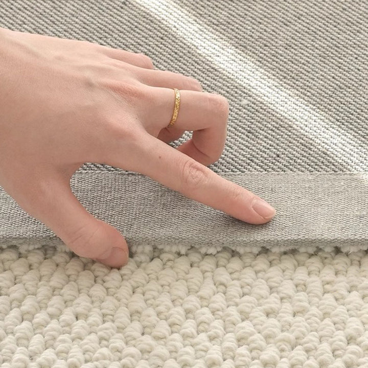 Modern Minimalist Wool Cotton Fabric Blend Rectangular Area Rug Non-Slip Durable Carpet For Living Room &amp; Bedroom