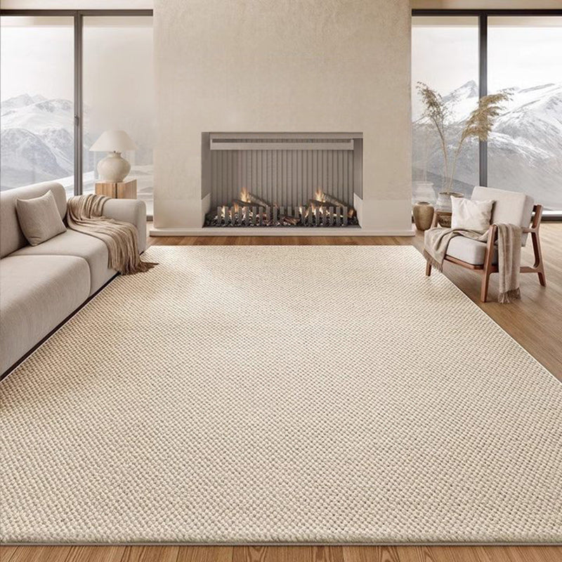 Modern Minimalist Wool Cotton Fabric Blend Rectangular Area Rug Non-Slip Durable Carpet For Living Room &amp; Bedroom