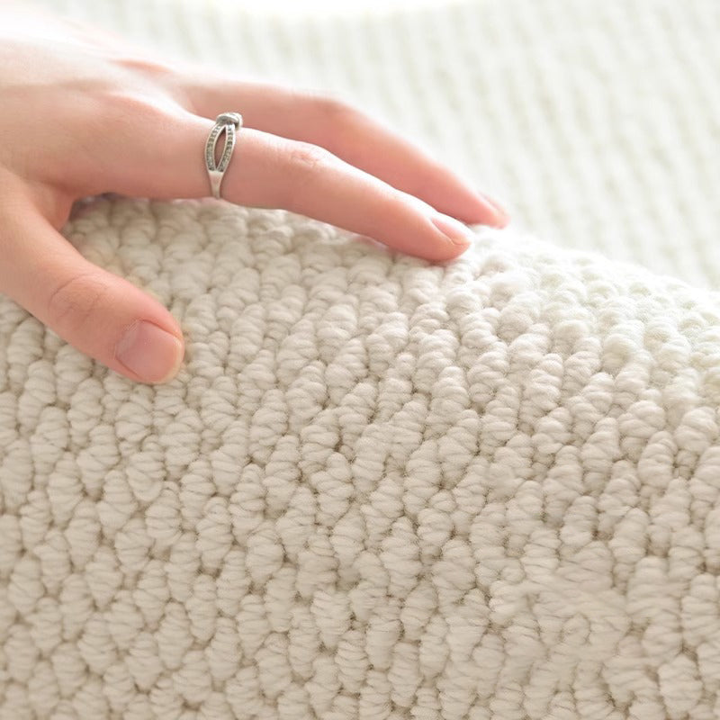 Modern Minimalist Wool Cotton Fabric Blend Rectangular Area Rug Non-Slip Durable Carpet For Living Room &amp; Bedroom