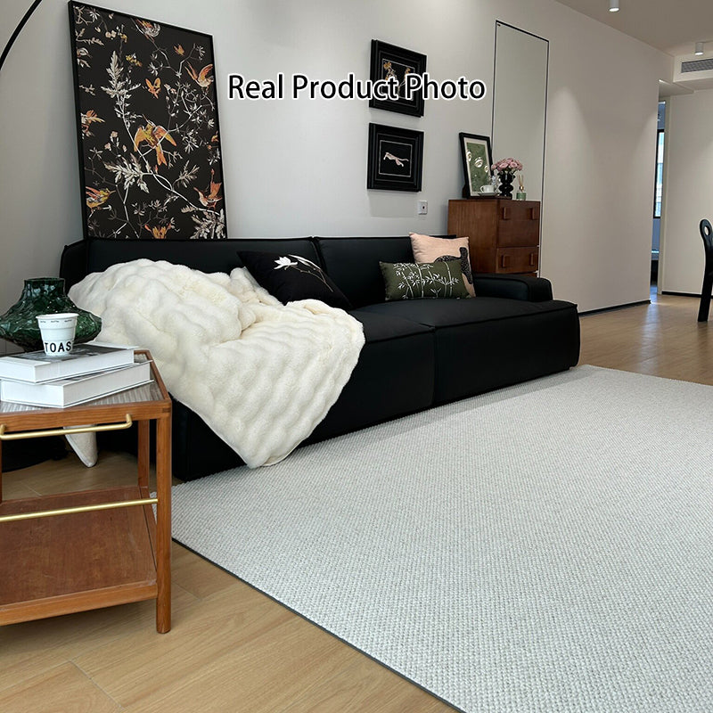 Modern Minimalist Wool Cotton Fabric Blend Rectangular Area Rug Non-Slip Durable Carpet For Living Room &amp; Bedroom