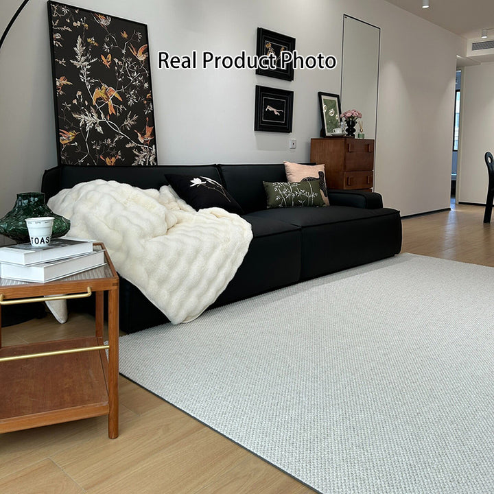 Modern Minimalist Wool Cotton Fabric Blend Rectangular Area Rug Non-Slip Durable Carpet For Living Room &amp; Bedroom
