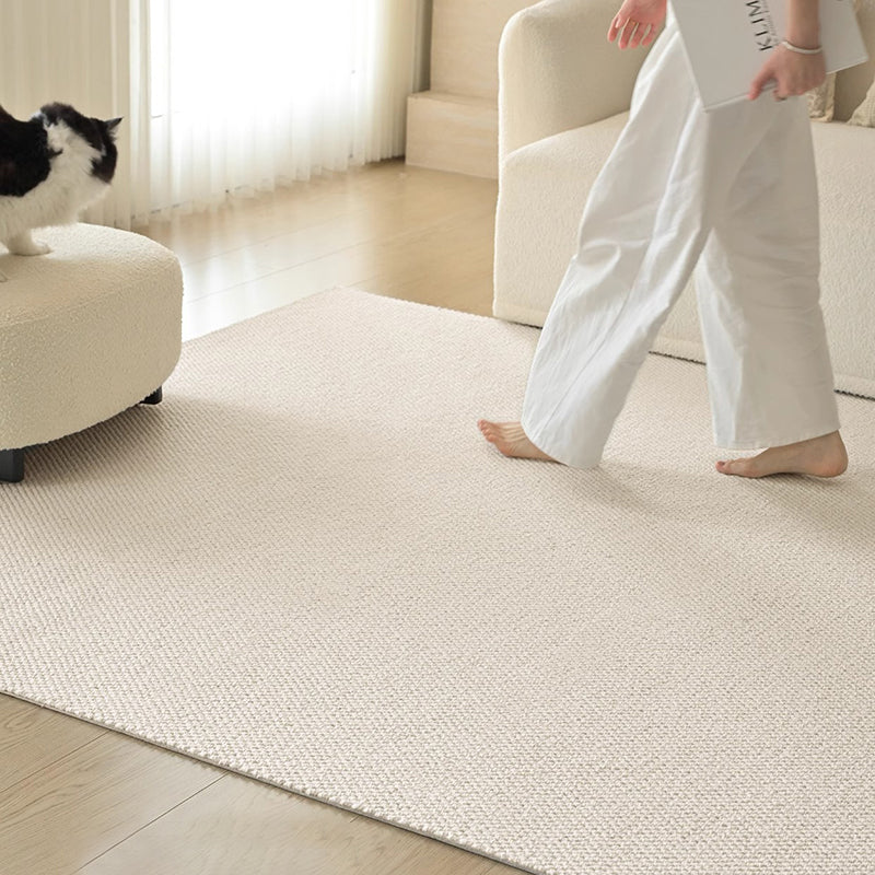 Modern Minimalist Wool Cotton Fabric Blend Rectangular Area Rug Non-Slip Durable Carpet For Living Room &amp; Bedroom