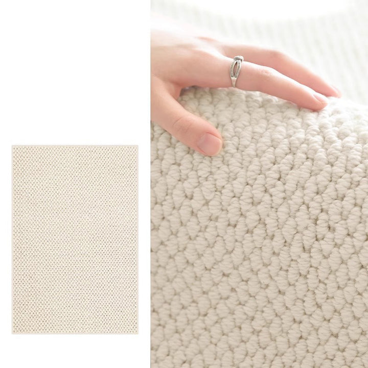 Modern Minimalist Wool Cotton Fabric Blend Rectangular Area Rug Non-Slip Durable Carpet For Living Room &amp; Bedroom