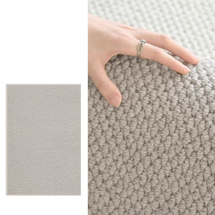 Modern Minimalist Wool Cotton Fabric Blend Rectangular Area Rug Non-Slip Durable Carpet For Living Room &amp; Bedroom
