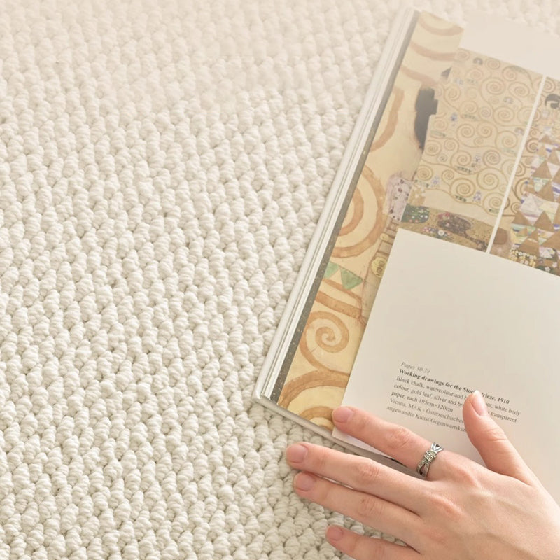 Modern Minimalist Wool Cotton Fabric Blend Rectangular Area Rug Non-Slip Durable Carpet For Living Room &amp; Bedroom