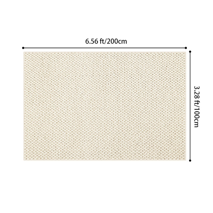 Modern Minimalist Wool Cotton Fabric Blend Rectangular Area Rug Non-Slip Durable Carpet For Living Room &amp; Bedroom