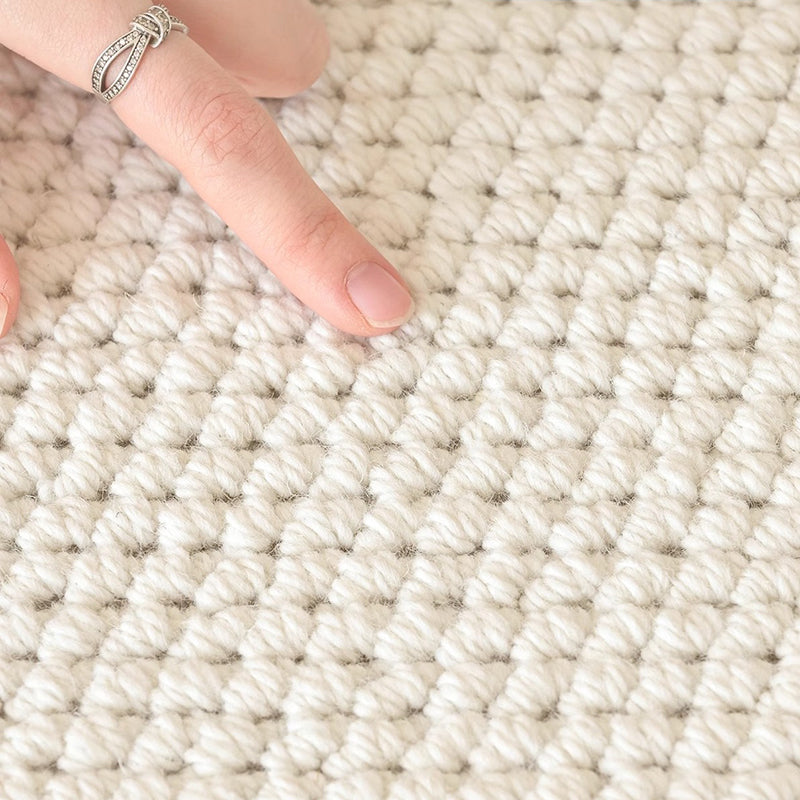 Modern Minimalist Wool Cotton Fabric Blend Rectangular Area Rug Non-Slip Durable Carpet For Living Room &amp; Bedroom