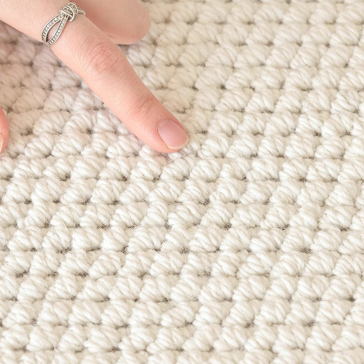 Modern Minimalist Wool Cotton Fabric Blend Rectangular Area Rug Non-Slip Durable Carpet For Living Room &amp; Bedroom