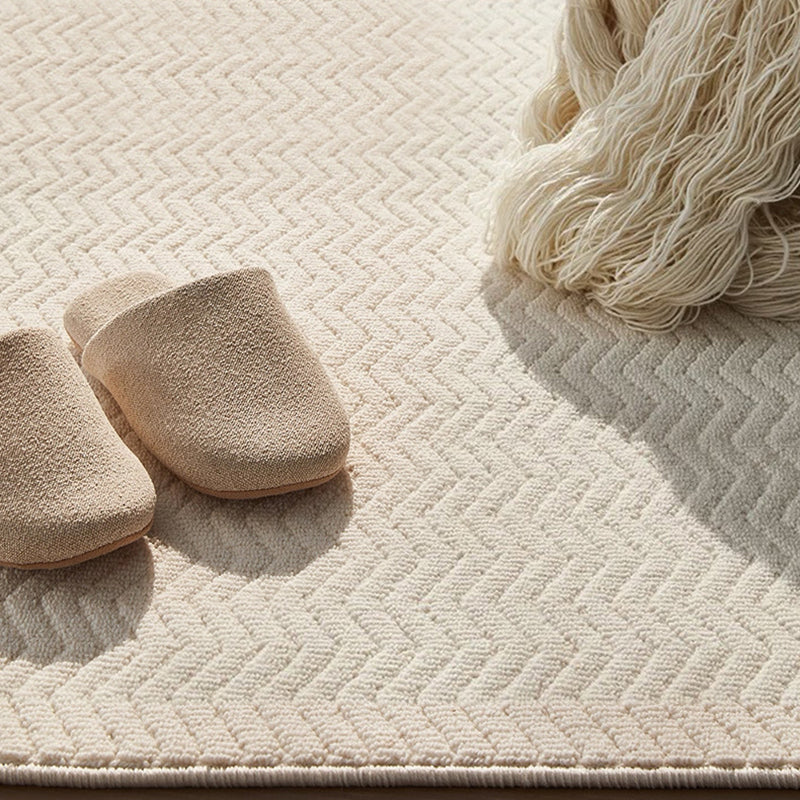 Moderner strukturierter Teppich aus Woll-, Baumwoll-Leinen-Mischung und Nylon im skandinavischen Stil für Wohnzimmer &amp; Schlafzimmer, rutschfester Plüschteppich 