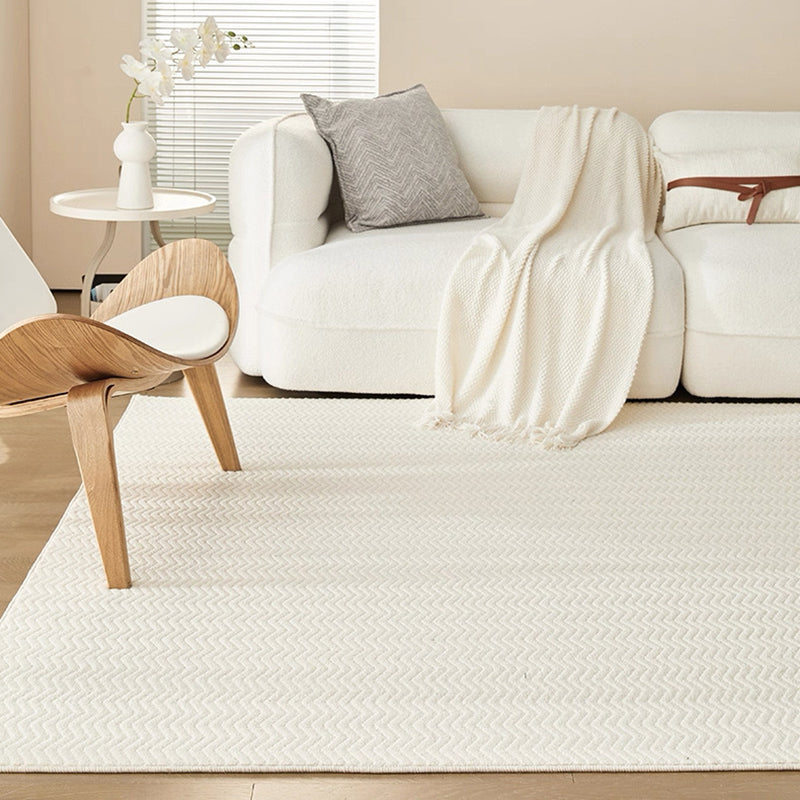 Moderner strukturierter Teppich aus Woll-, Baumwoll-Leinen-Mischung und Nylon im skandinavischen Stil für Wohnzimmer &amp; Schlafzimmer, rutschfester Plüschteppich 