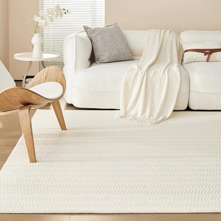 Moderner strukturierter Teppich aus Woll-, Baumwoll-Leinen-Mischung und Nylon im skandinavischen Stil für Wohnzimmer &amp; Schlafzimmer, rutschfester Plüschteppich 