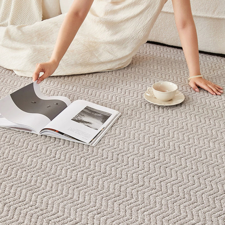 Contemporary Scandinavian Wool Cotton-Linen Blend Nylon Textured Area Rug For Living Room & Bedroom, Non-Slip Plush Carpet