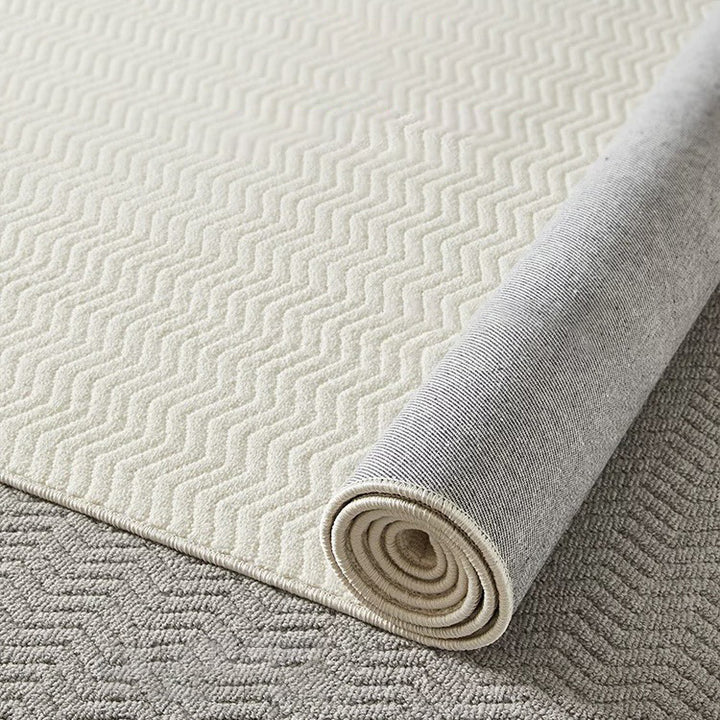 Moderner strukturierter Teppich aus Woll-, Baumwoll-Leinen-Mischung und Nylon im skandinavischen Stil für Wohnzimmer &amp; Schlafzimmer, rutschfester Plüschteppich 