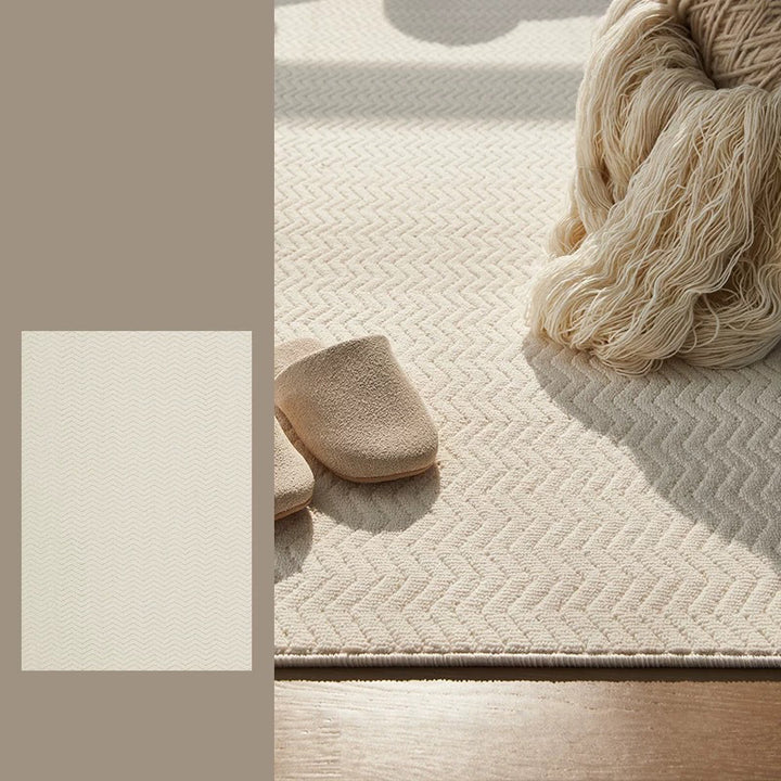 Moderner strukturierter Teppich aus Woll-, Baumwoll-Leinen-Mischung und Nylon im skandinavischen Stil für Wohnzimmer &amp; Schlafzimmer, rutschfester Plüschteppich 