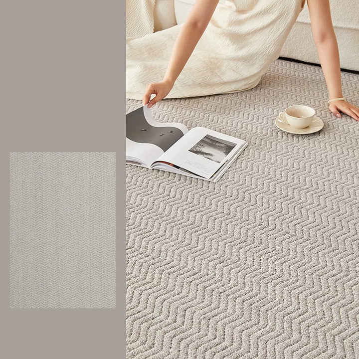 Moderner strukturierter Teppich aus Woll-, Baumwoll-Leinen-Mischung und Nylon im skandinavischen Stil für Wohnzimmer &amp; Schlafzimmer, rutschfester Plüschteppich 